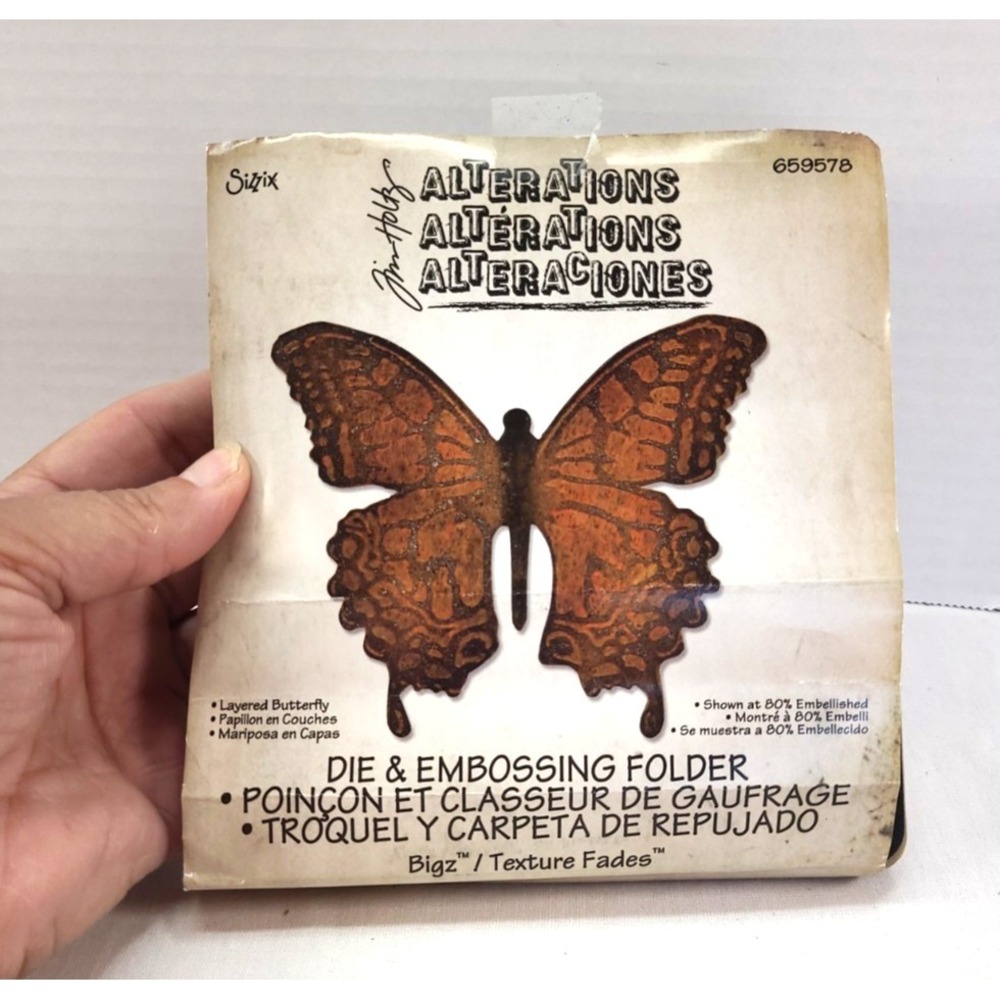 Sizzix Bigz Die & Embossing Folder Tim Holtz Alteration Layered Butterfly 659578
